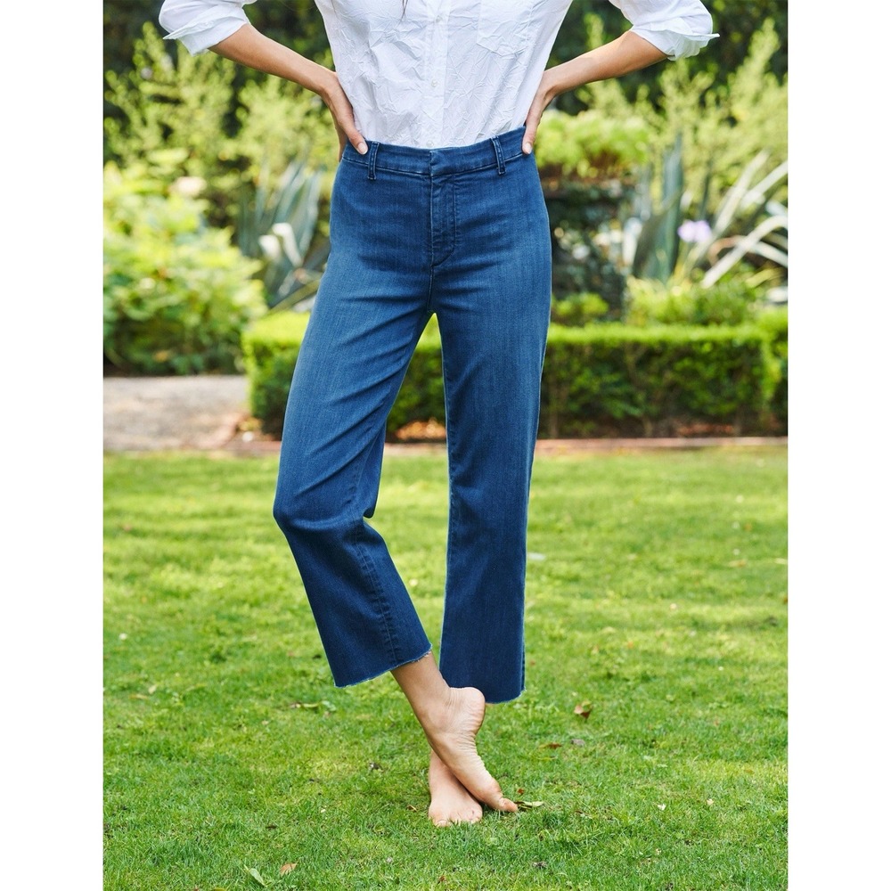 Frank & Eileen Kinsale Jeans Size 2 Blue 1977 Wash Raw Hem High Rise Sailor Pant